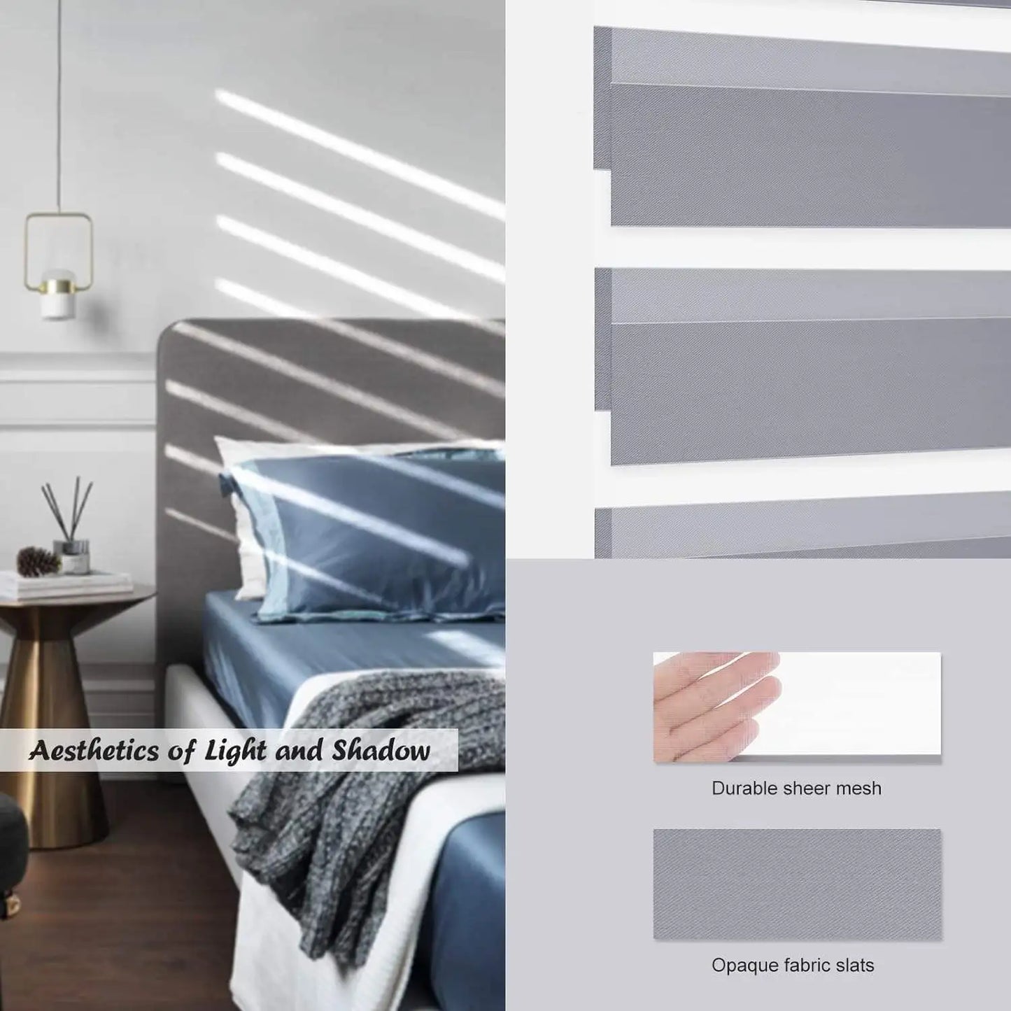 Cordless Day and Night Double Layer Sheer Blackout Zebra Blinds