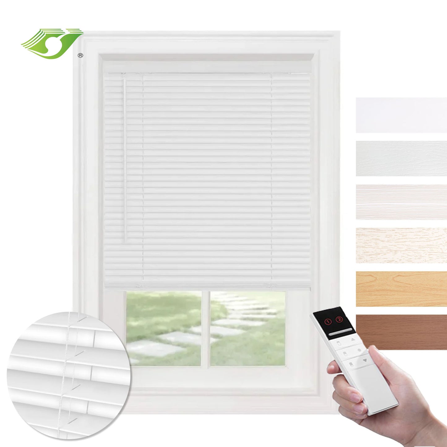 Electric Control Faux Wood Window Shade App Control