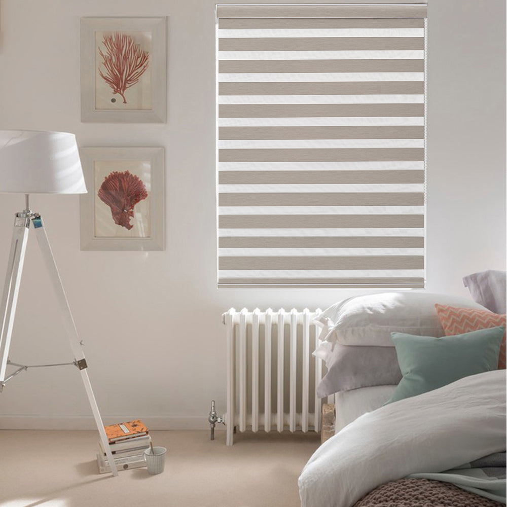 Roller Window Shades Day Night Zebra Blinds Stripes Blackout Cordless