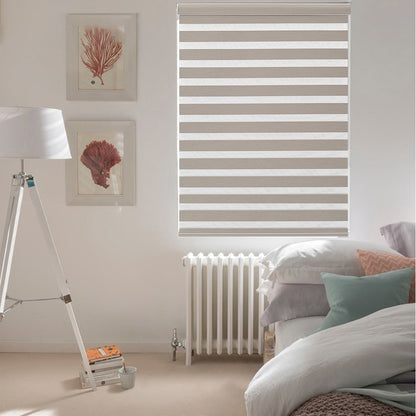 Roller Window Shades Day Night Zebra Blinds Stripes Blackout Cordless
