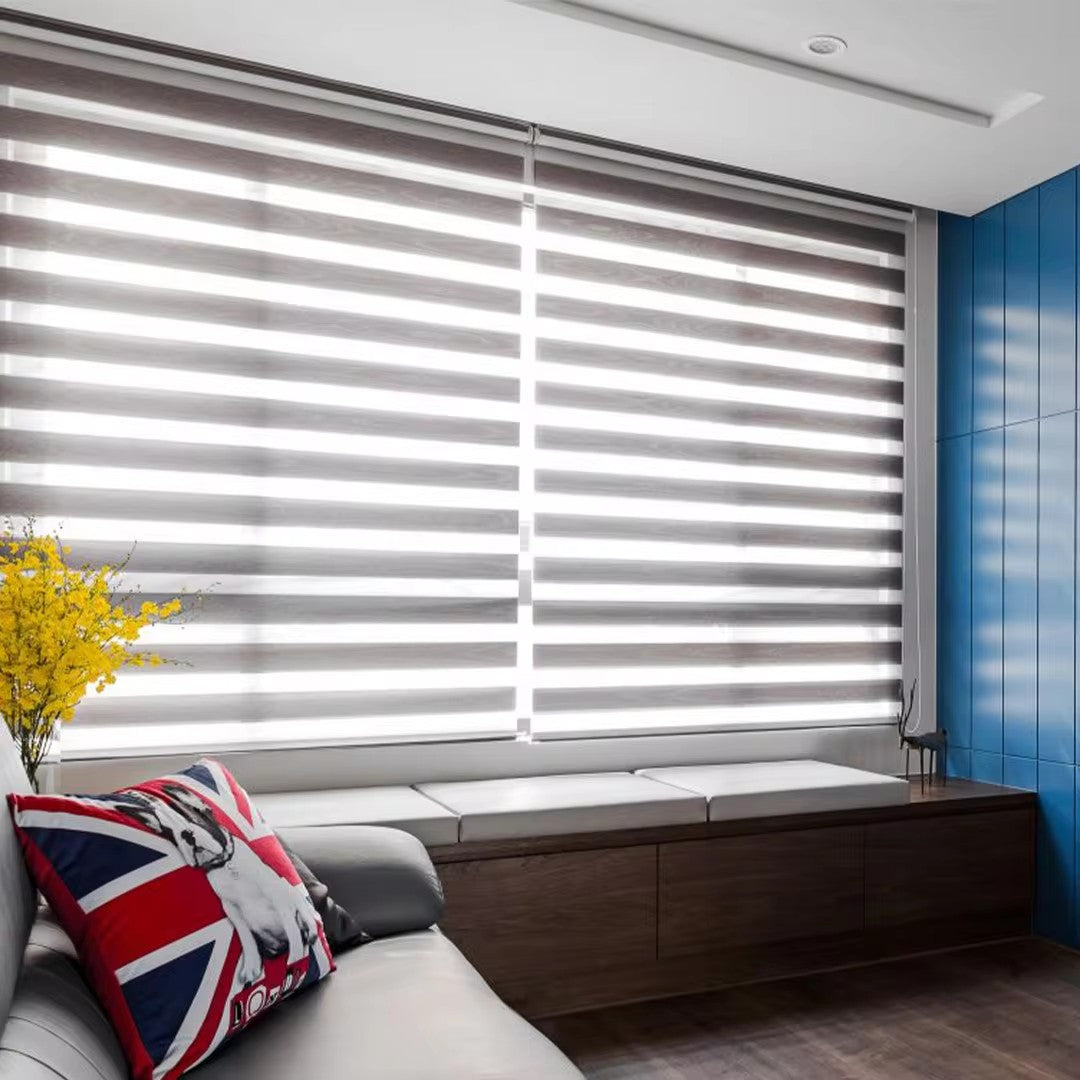 Roller Window Shades Day Night Zebra Blinds Stripes Blackout Cordless