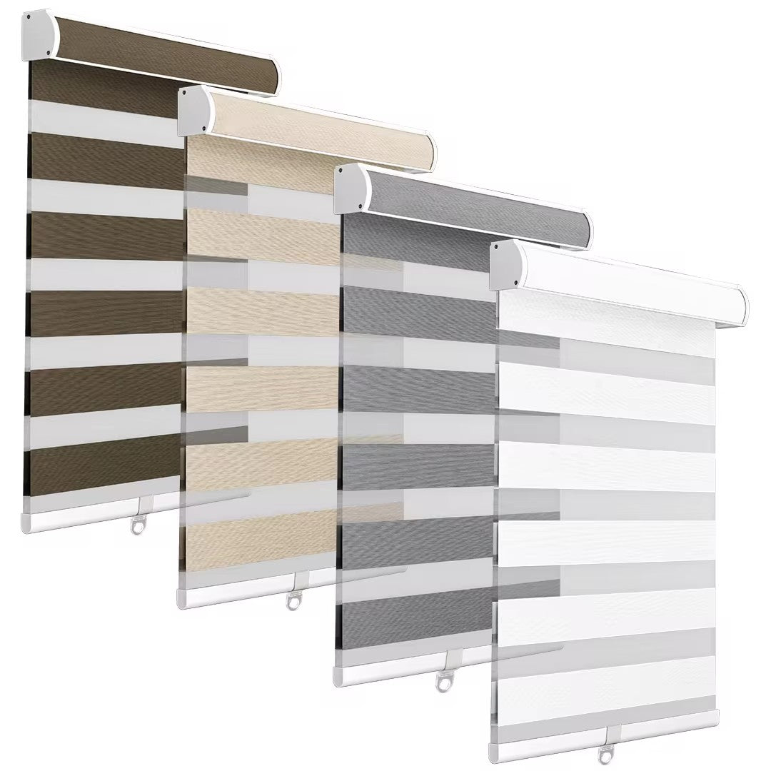Roller Window Shades Day Night Zebra Blinds Stripes Blackout Cordless