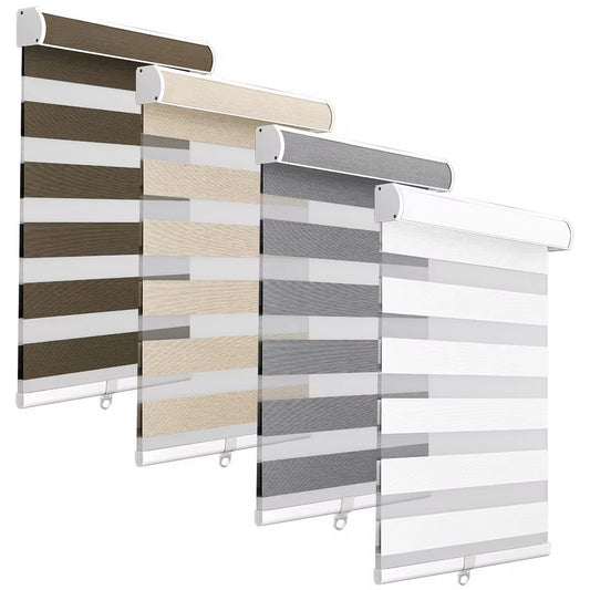 Roller Window Shades Day Night Zebra Blinds Stripes Blackout Cordless