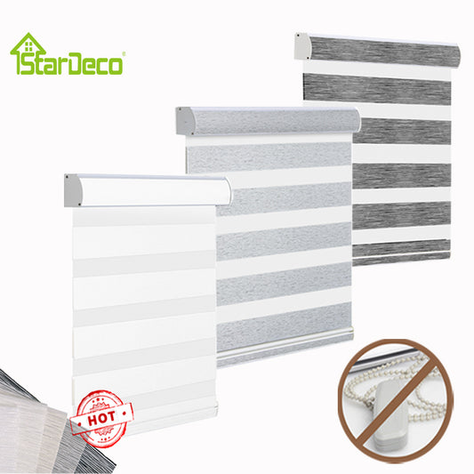 Cordless Day and Night Double Layer Sheer Blackout Zebra Blinds