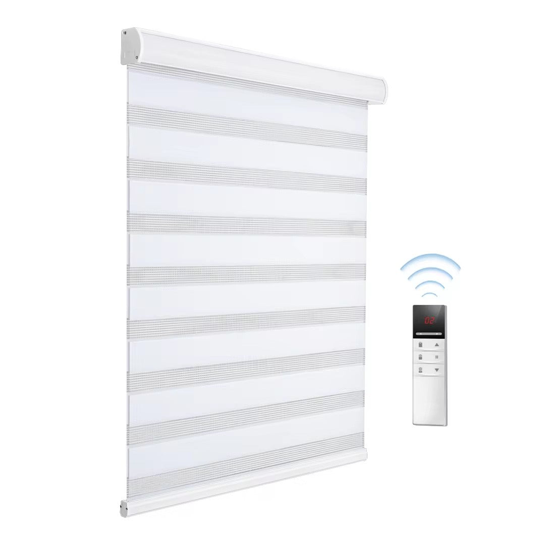 Motorized Stripes Zebra Blinds Day Night Electric Window Shades Blackout
