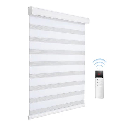 Motorized Stripes Zebra Blinds Day Night Electric Window Shades Blackout