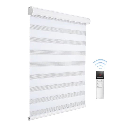 Motorized Stripes Zebra Blinds Day Night Electric Window Shades Blackout