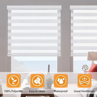 Cordless Day and Night Double Layer Sheer Blackout Zebra Blinds