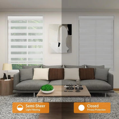 Cordless Day and Night Double Layer Sheer Blackout Zebra Blinds