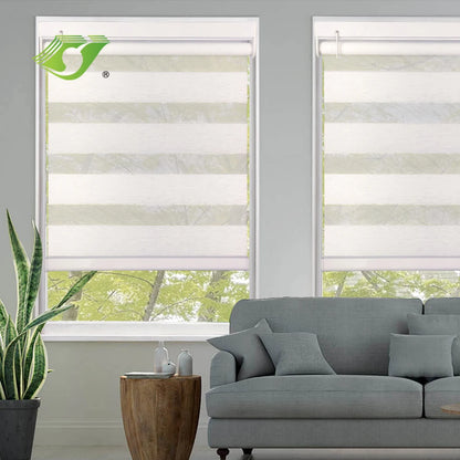 No Drilling Zebra Blinds Double Layer Fabric Light Filtering