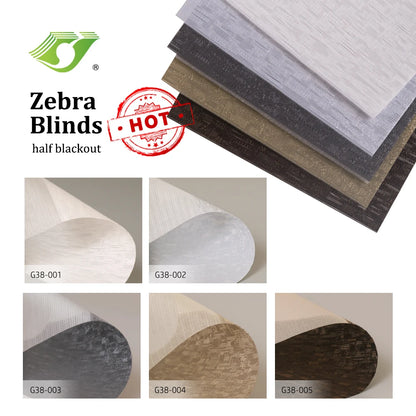 No Drilling Zebra Blinds Double Layer Fabric Light Filtering