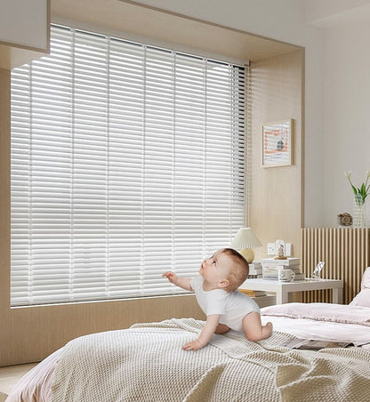 White Fau Wooden Blinds Ladder Rope