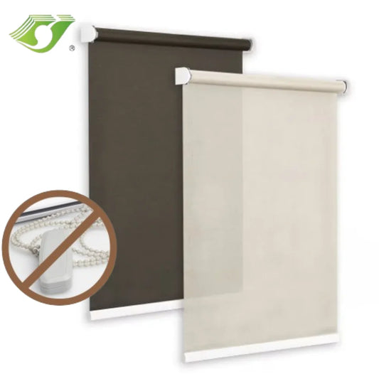 Spring Roller Blinds Manual Cordless Light Filtering Sunscreen Fabric