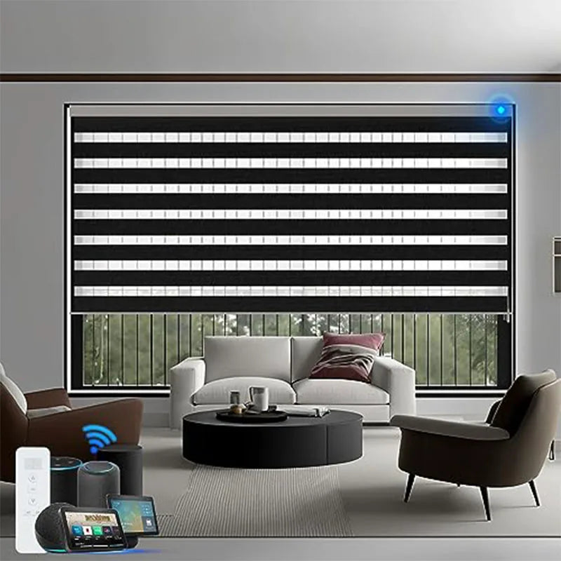Window Curtains Electric Zebra Blinds Day and Night Shade