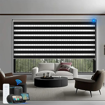 Window Curtains Electric Zebra Blinds Day and Night Shade