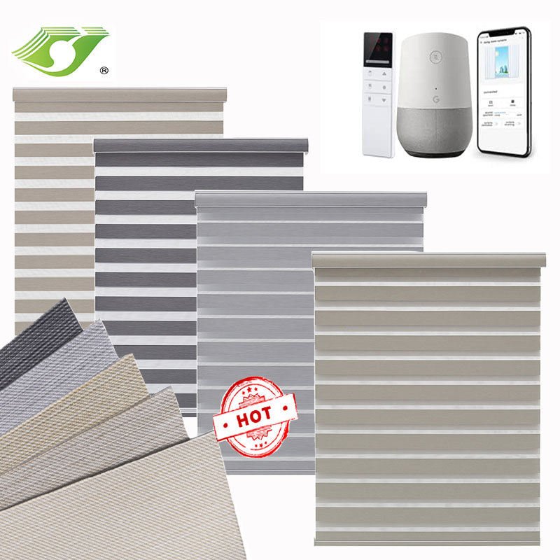 Motorized Roller Blind Zebra Blinds Double Layer