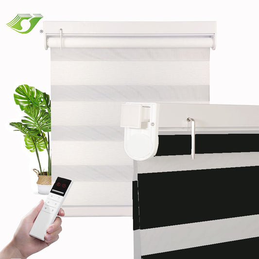 No Drill Motorized Zebra Blinds Roller Blind