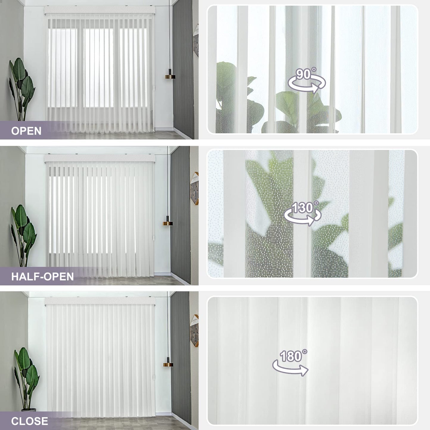 Manual Control Vertical Blinds Blackout Room Darkening Shades Customized